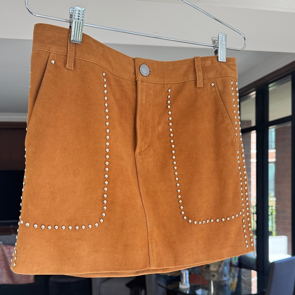 Rebecca Minkoff Studded Brown Mini Skirt